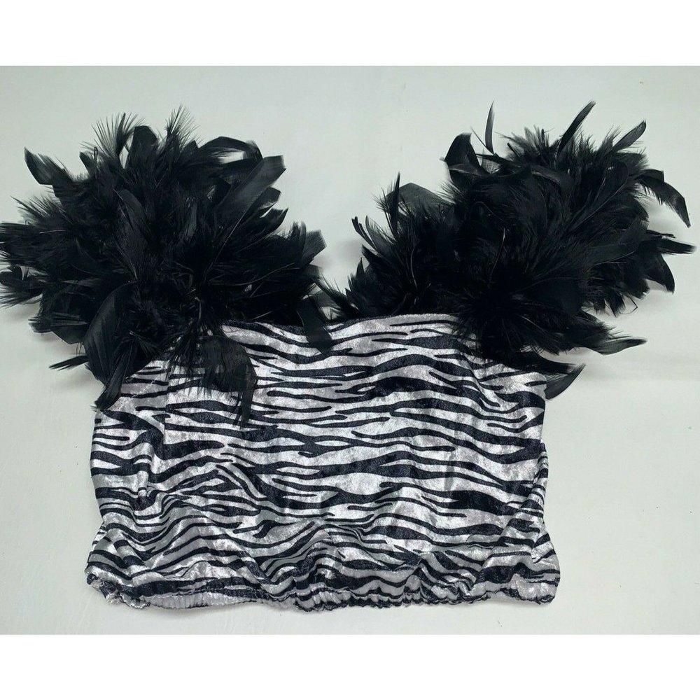 JoAnn Stores Zebra Print Girls Boa Top 90's "Retro" Dance Halloween Costume